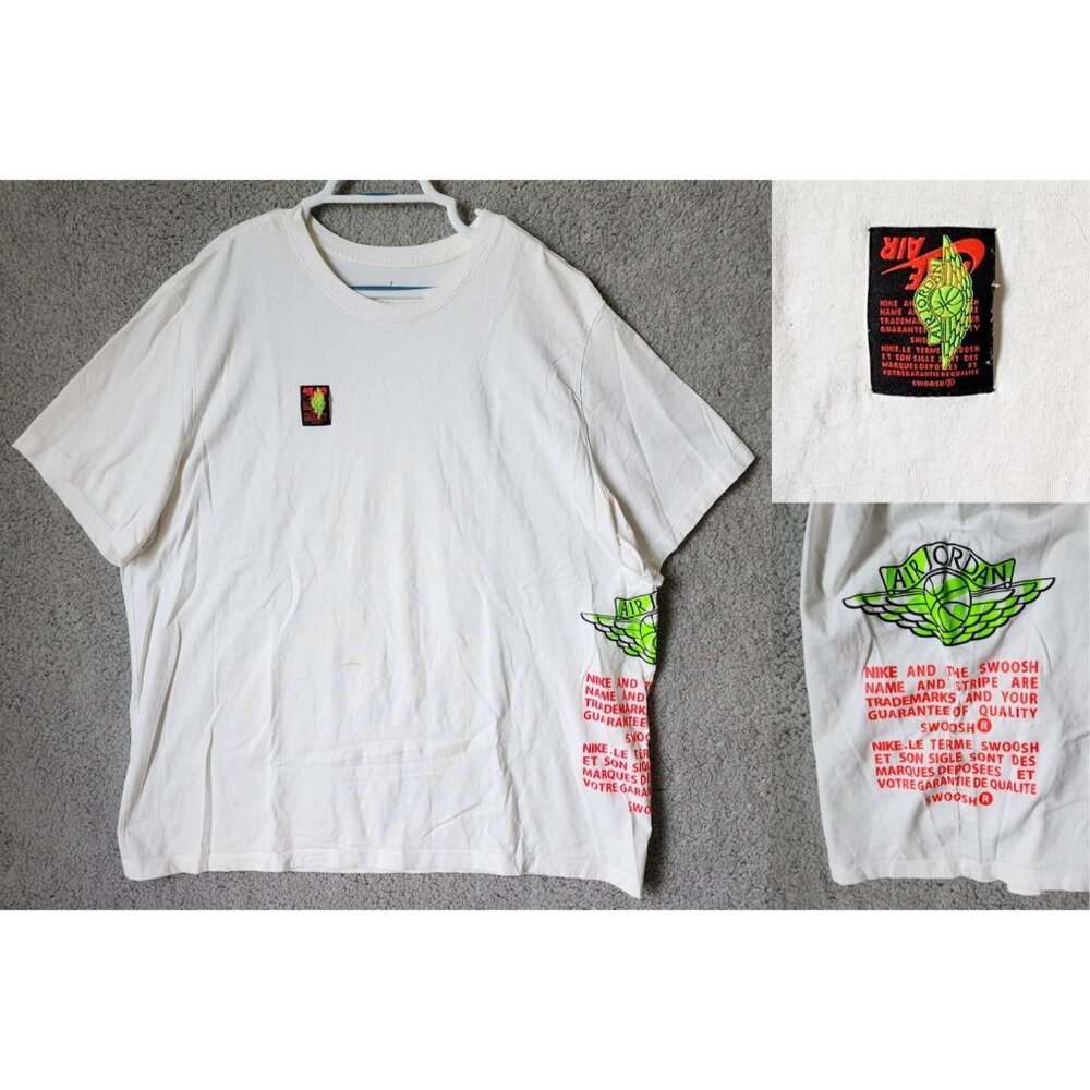 Nike Jordan Air Label White Swoosh Neon Spellout T Shirt Size 3XL AQ3846-100
